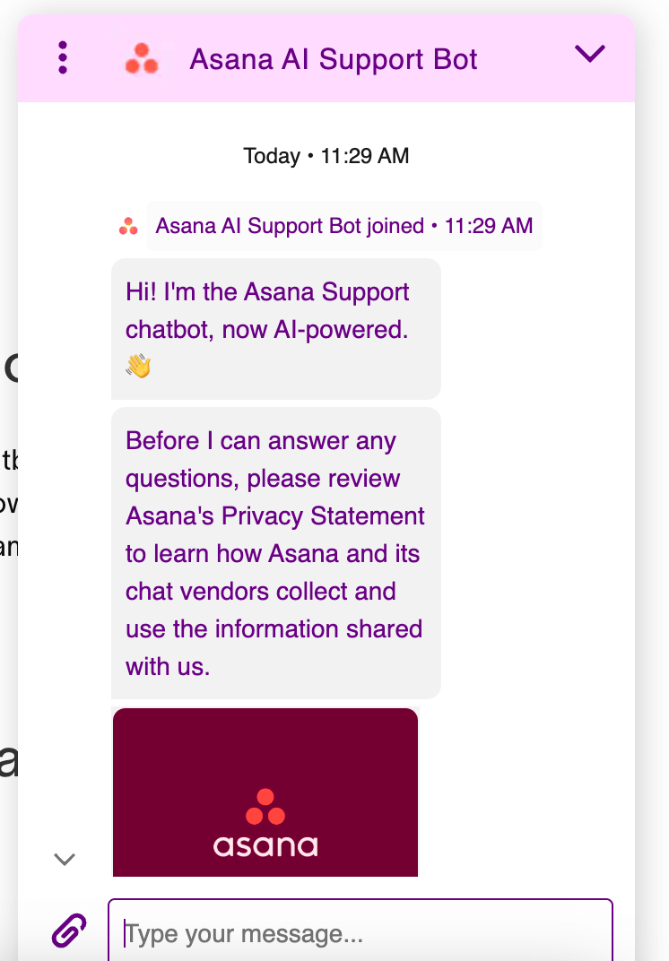 Asana’s support chatbot