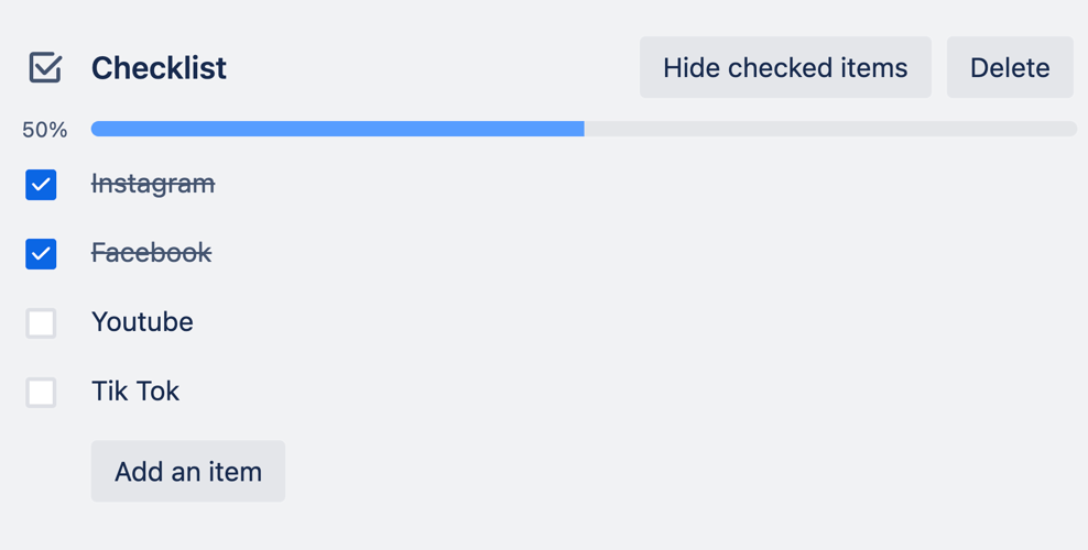 Checklist within a Trello card