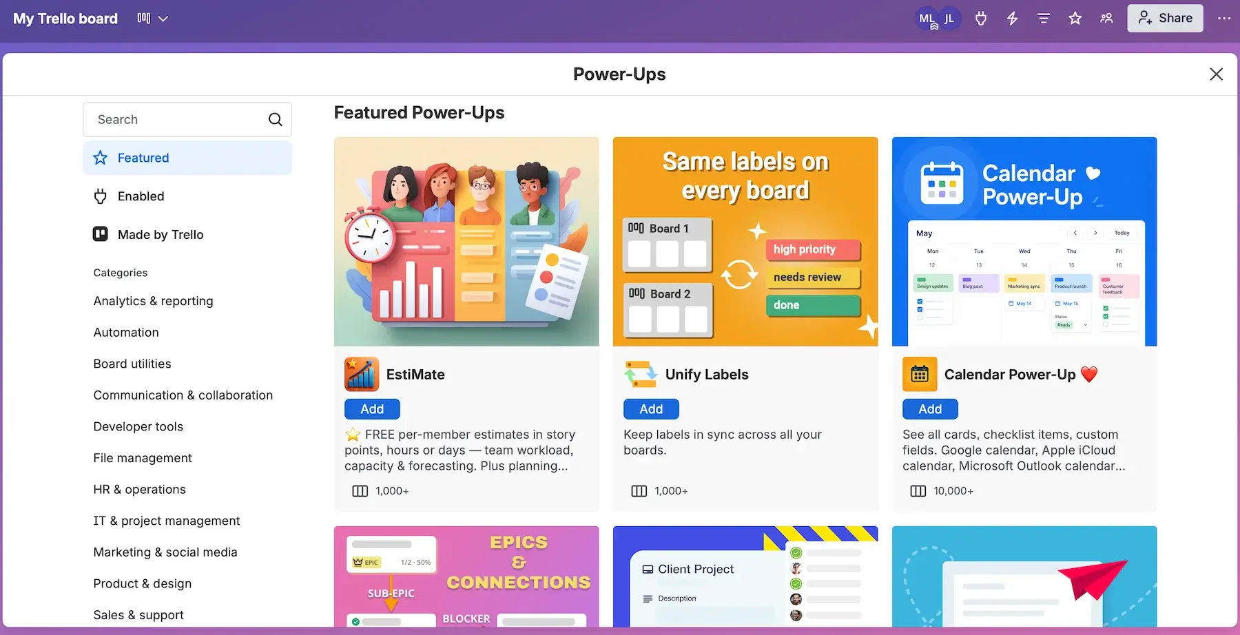 Power-Ups in Trello