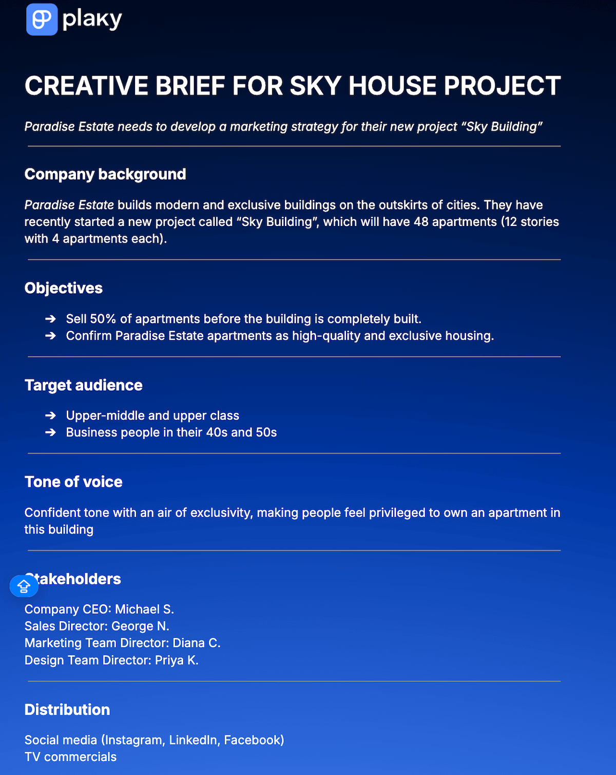 Example of a basic creative brief