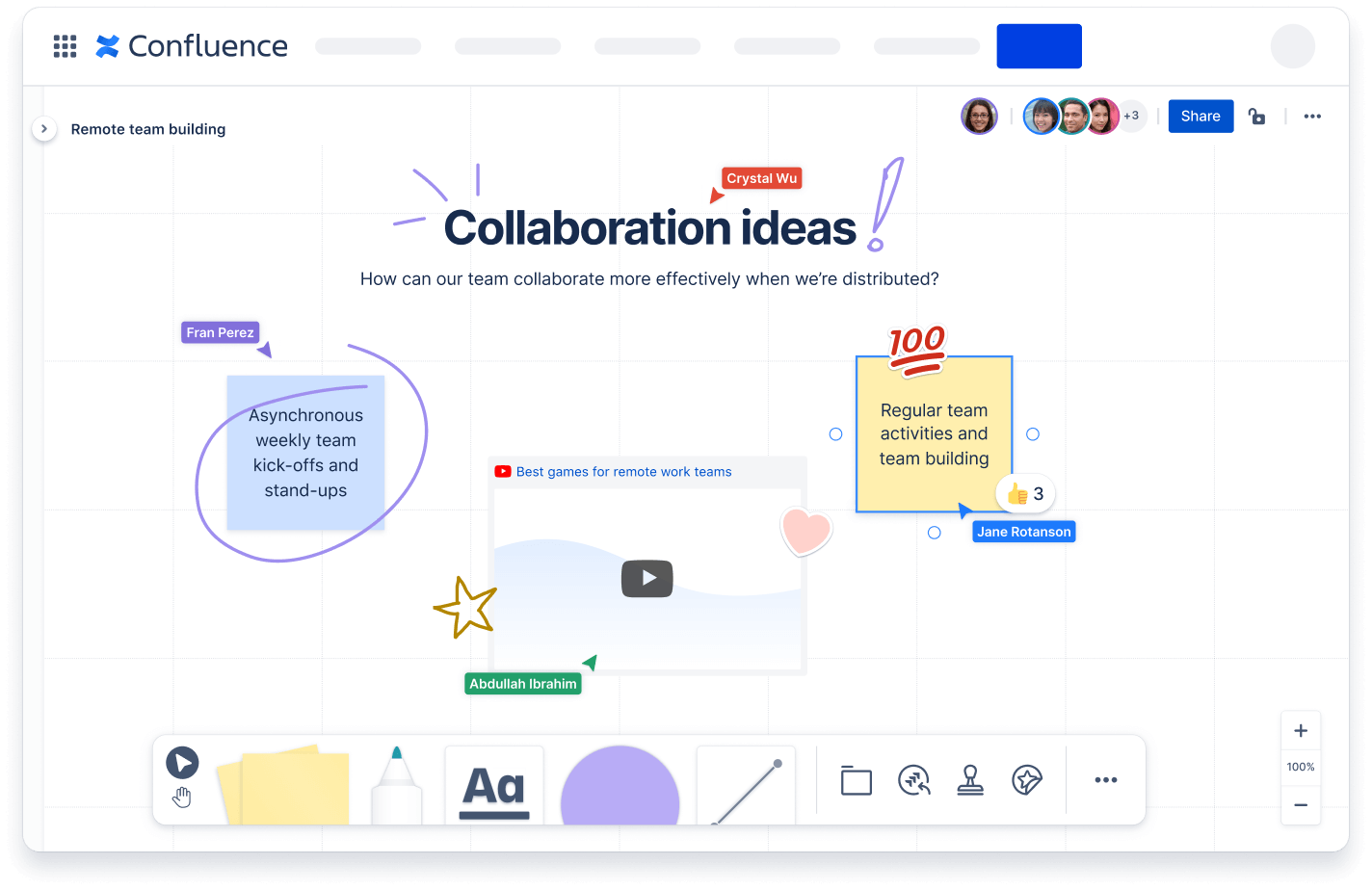Confluence’s whiteboard feature, source: Atlassian’s Confluence