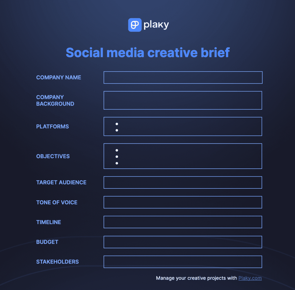 Social media creative brief template