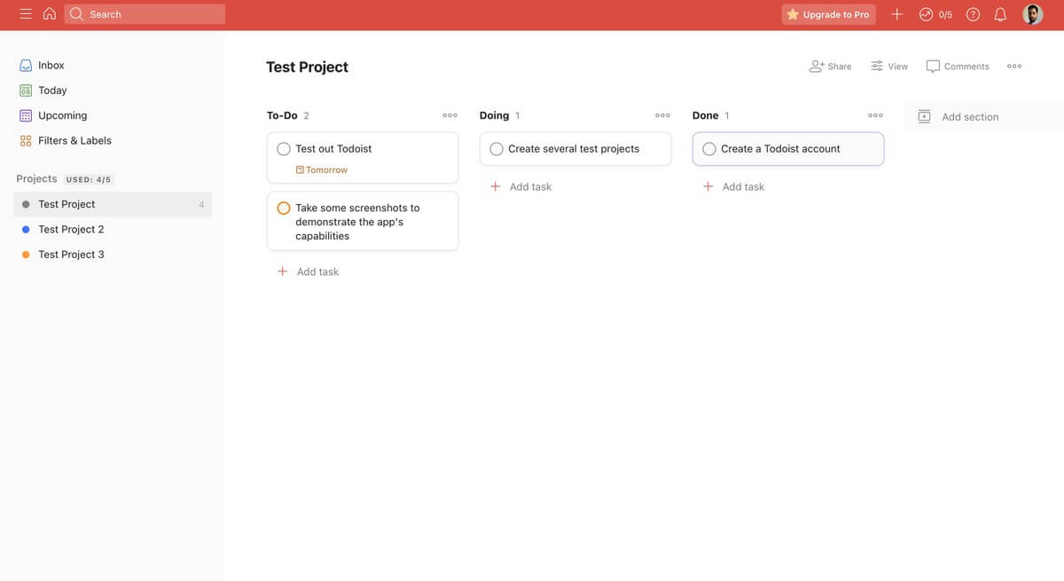 Todoist project view