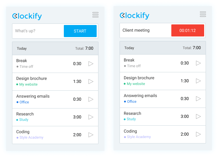 Clockify browser extension