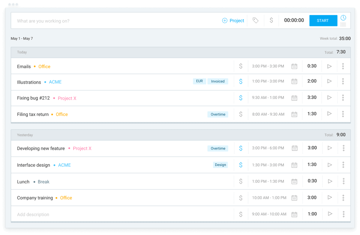 Clockify time tracking software