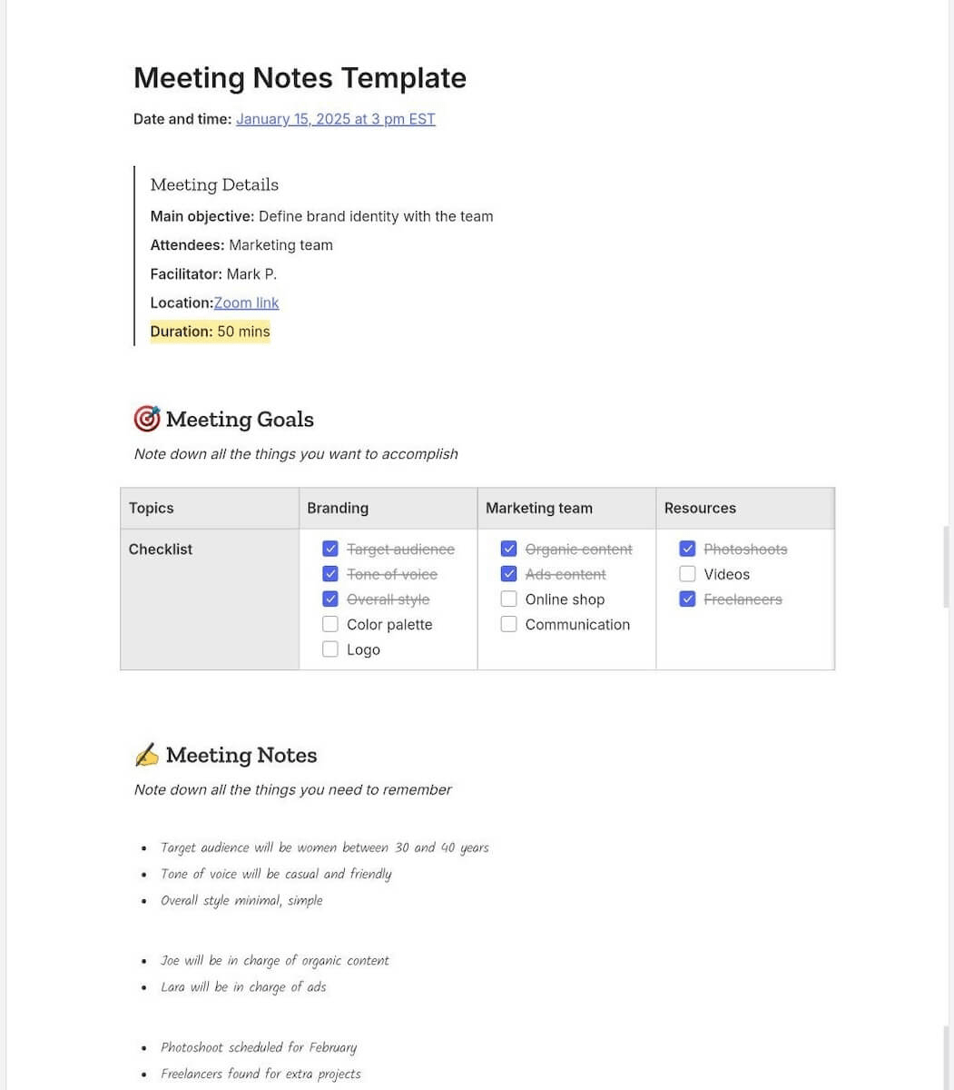 Image 5 for Evernote Meeting Notes Template