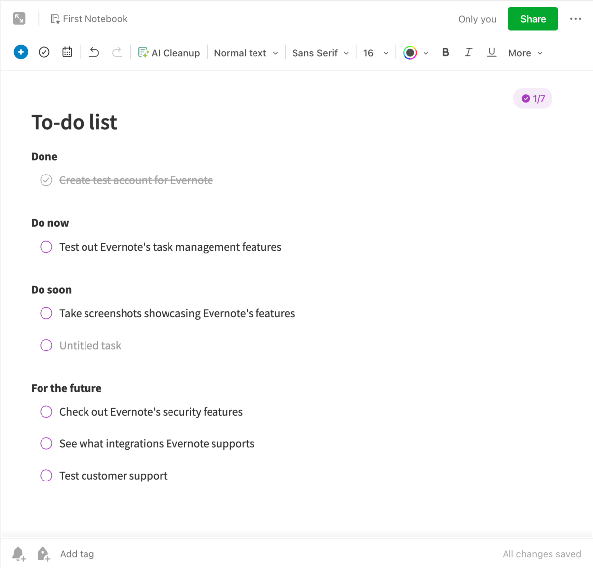 Evernote to-do list template 