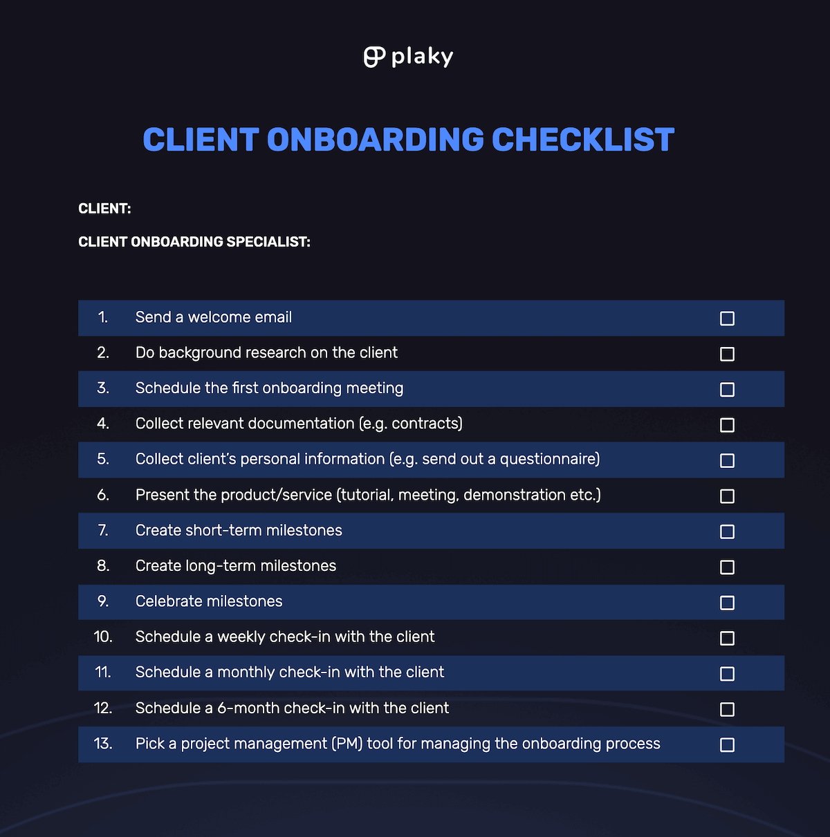Client onboarding checklist