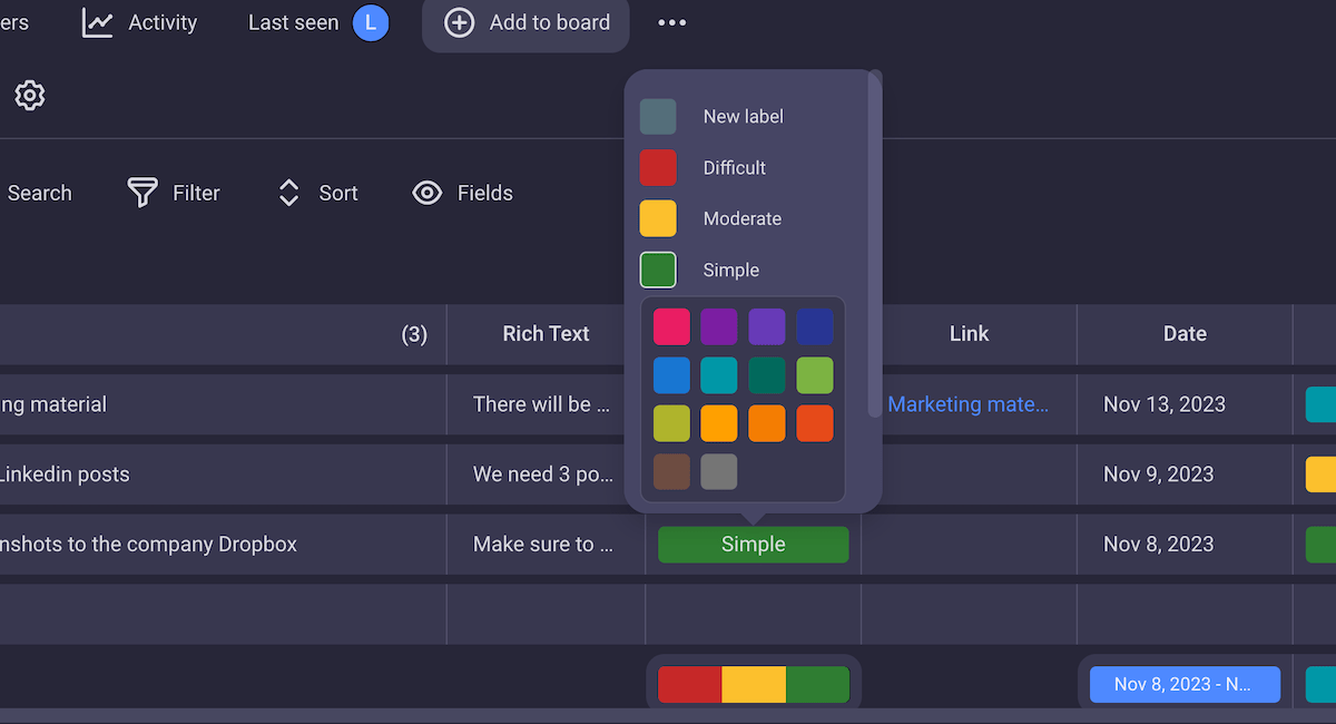 Color-coding in Plaky