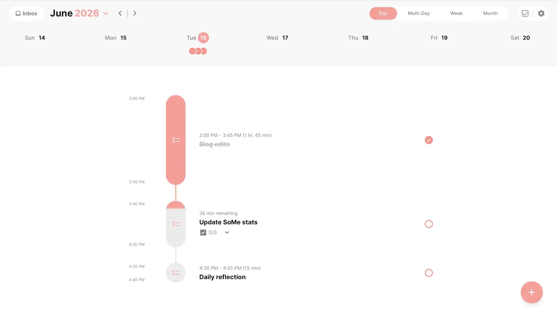 Daily planning in Structured