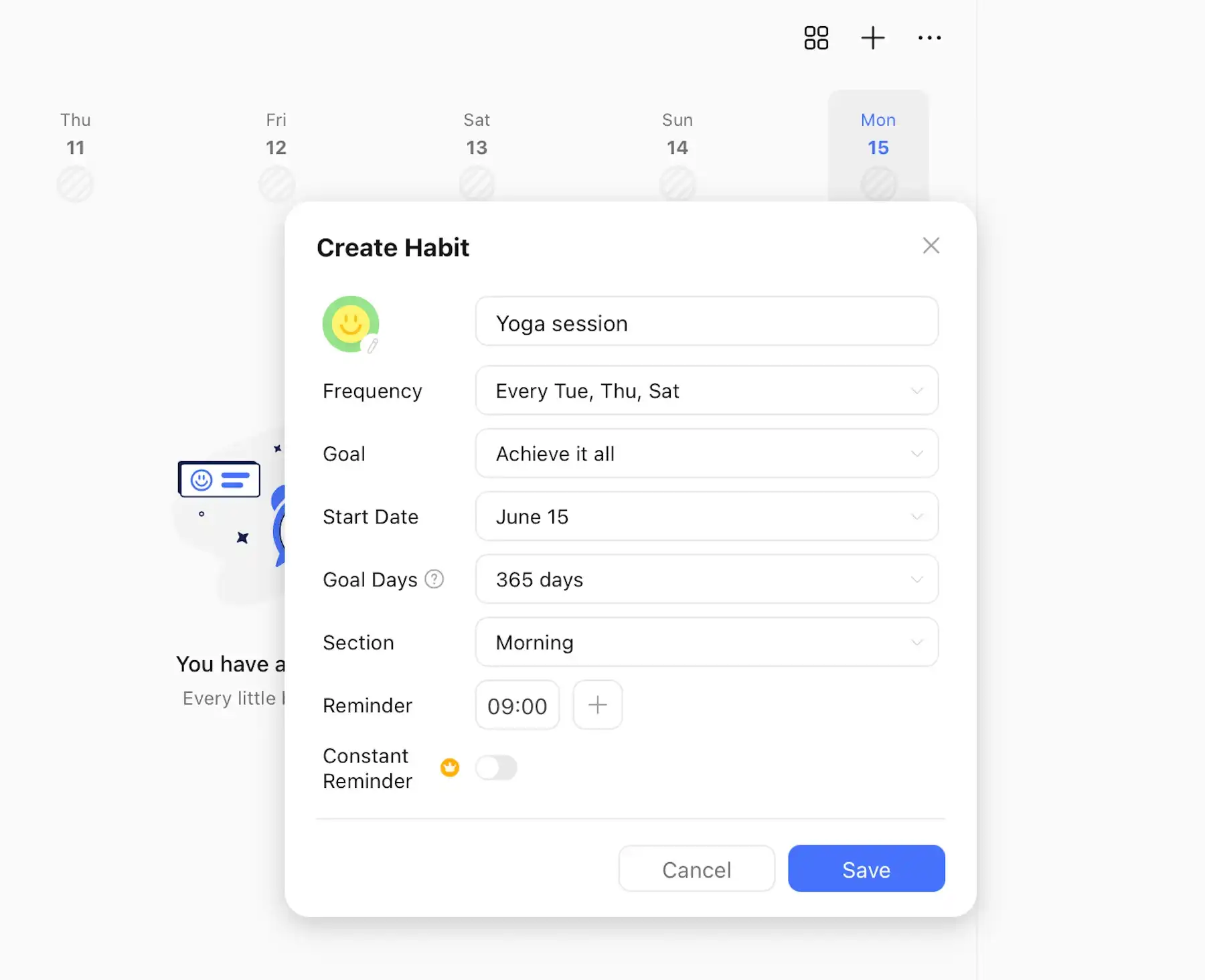 Habit tracking in TickTick