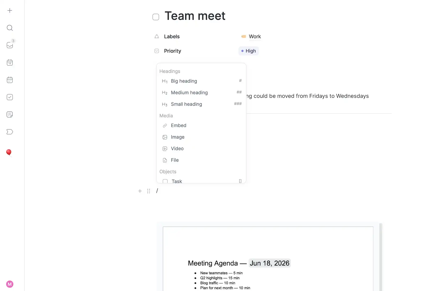 Task formatting in Routine
