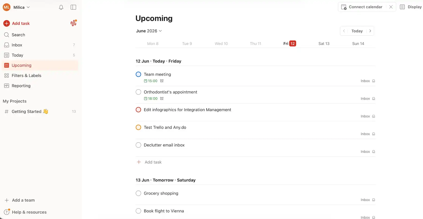 Task overview in Todoist