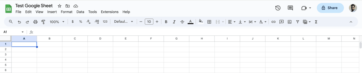 Google Sheets interface