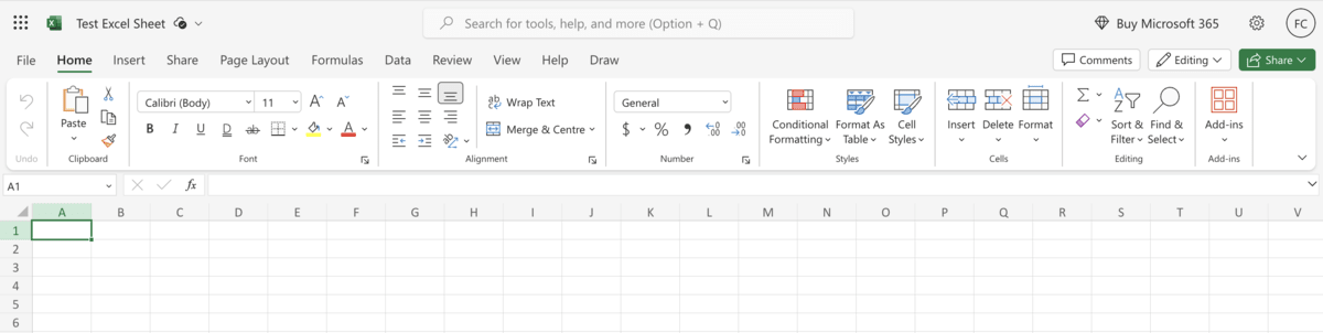  Microsoft Excel interface with classic ribbon