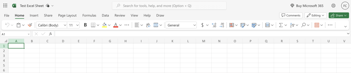 Microsoft Excel interface with single line ribbon