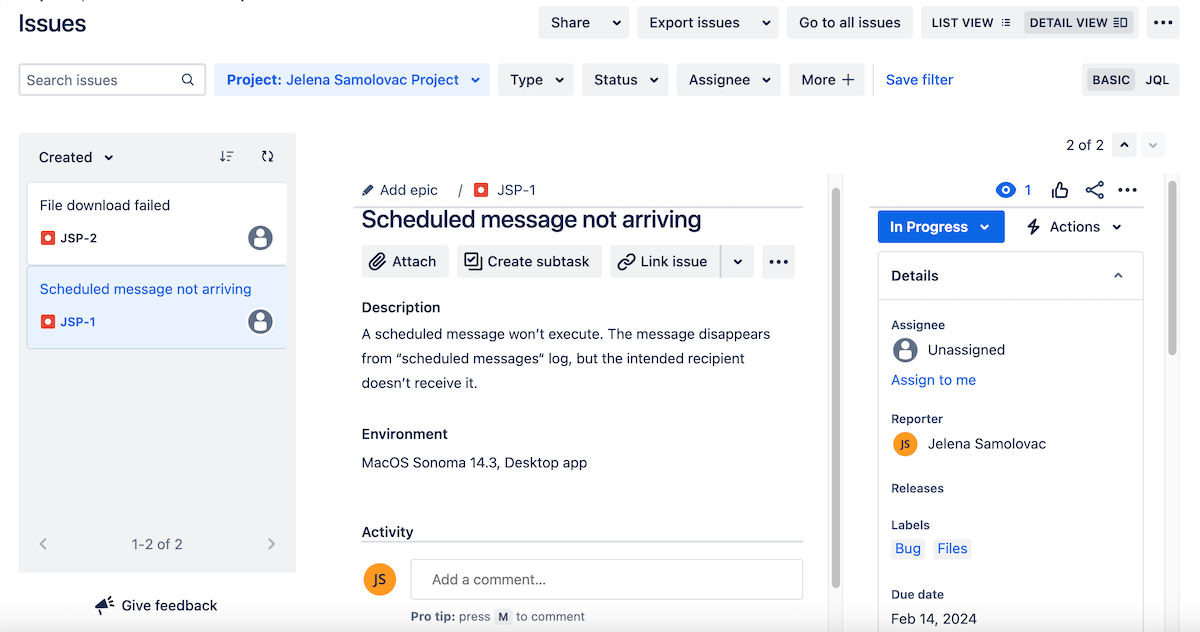 All bug reports in Jira