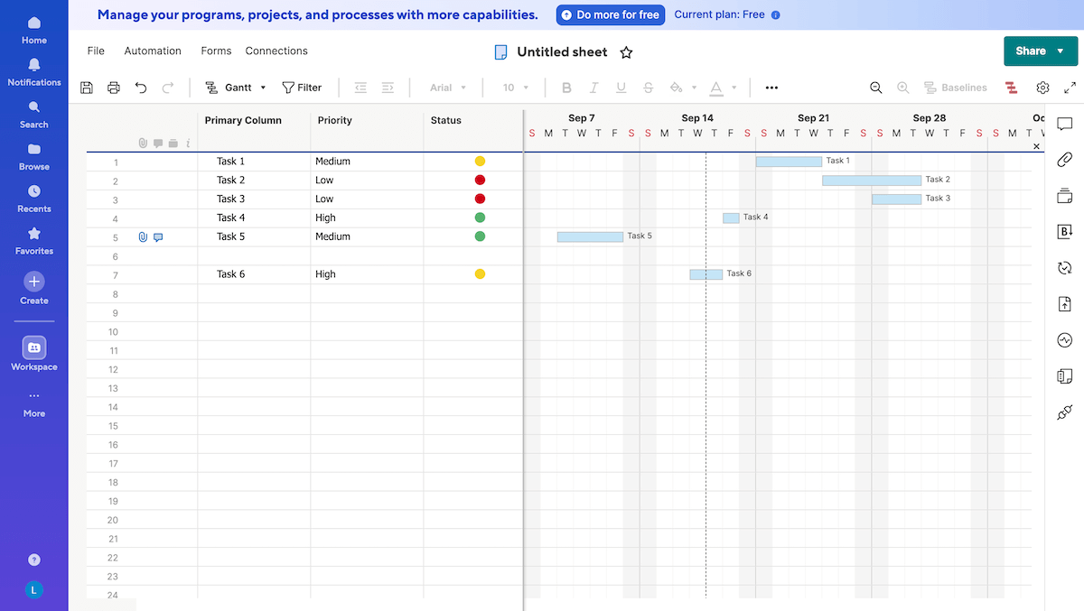 Timeline view in Smartsheet