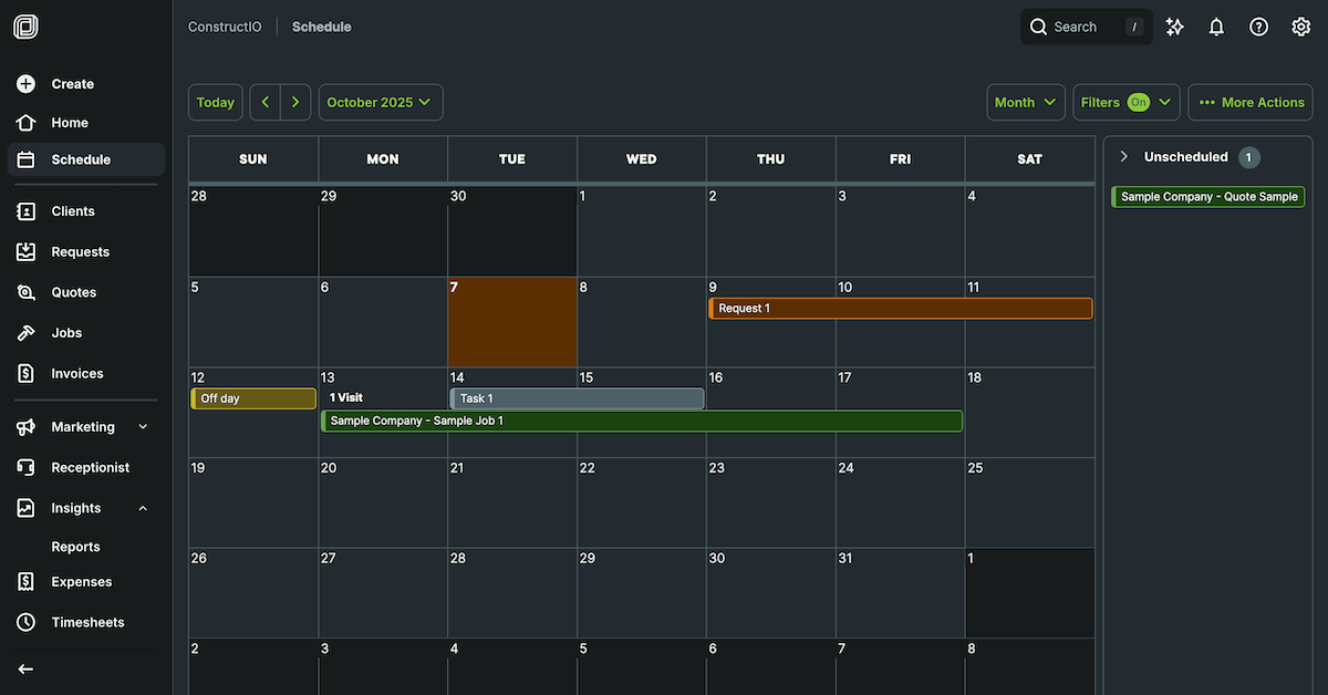 Managing your construction schedule in Jobber
