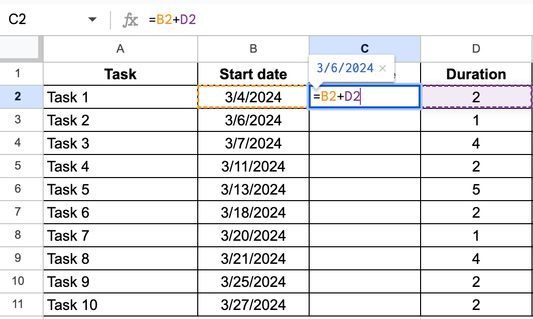 Calculating a task’s end date