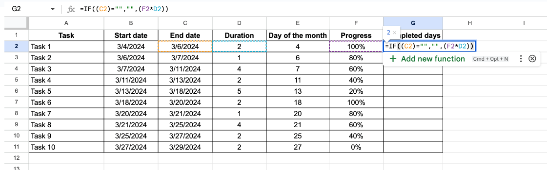 Calculating the number of completed days