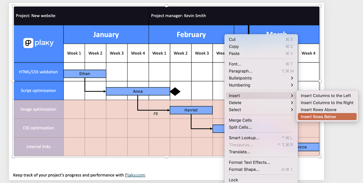 How to insert more rows in a table in PowerPoint