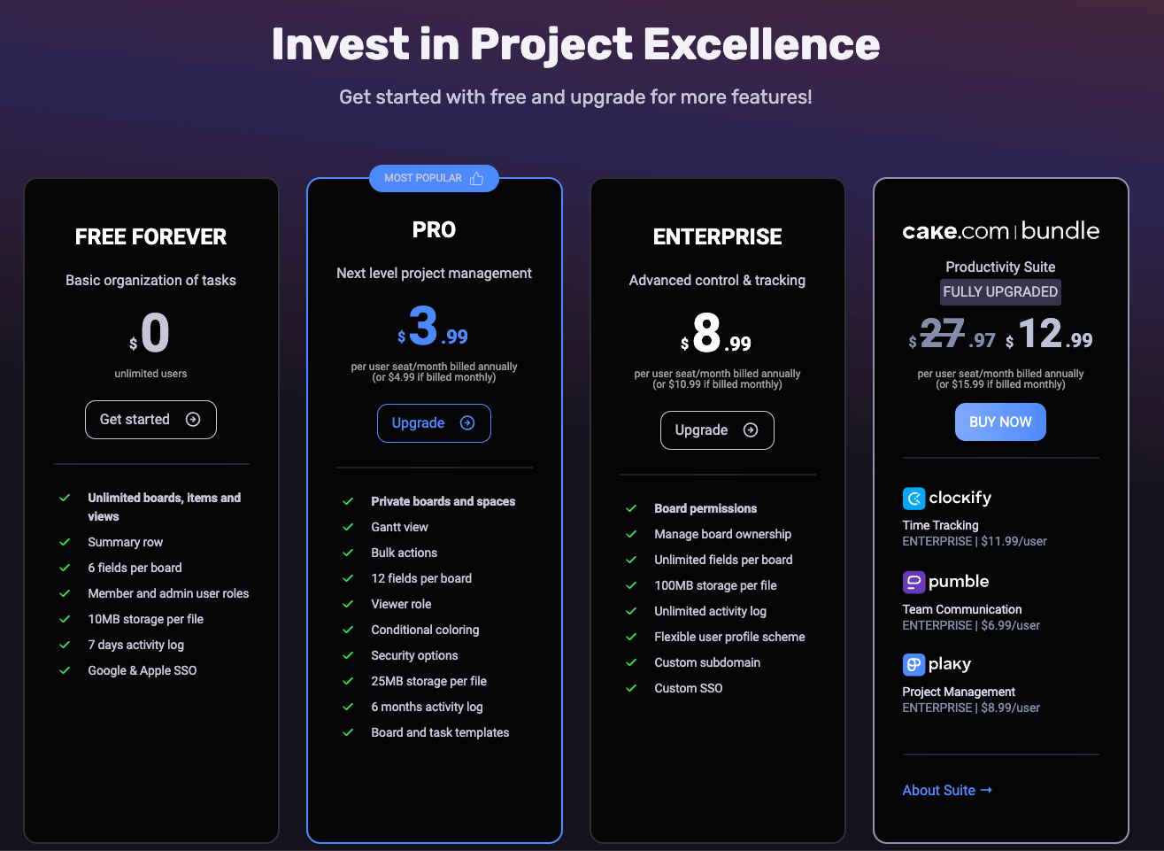 Plaky pricing plans