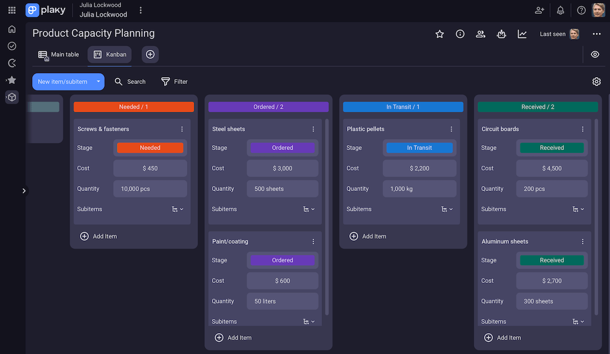 Using Kanban view in Plaky for capacity planning