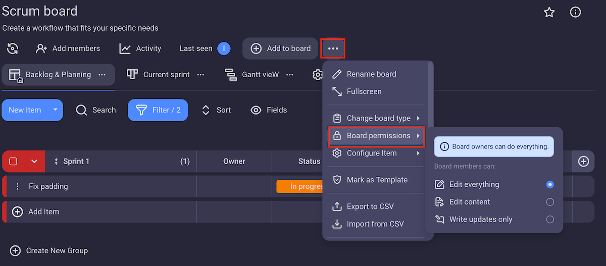 Assign different board permissions in Plaky to control the level of access