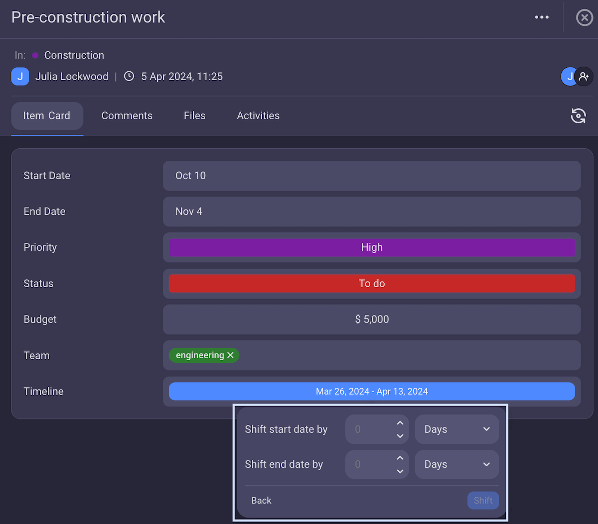 Change timelines in Plaky with just a few clicks  