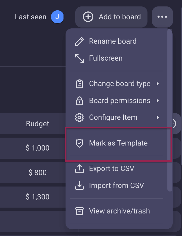 Create a template from an existing Plaky board