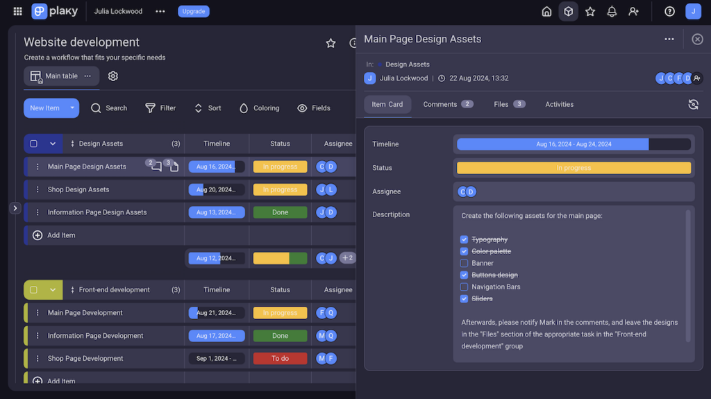 Cross-functional collaboration in Plaky