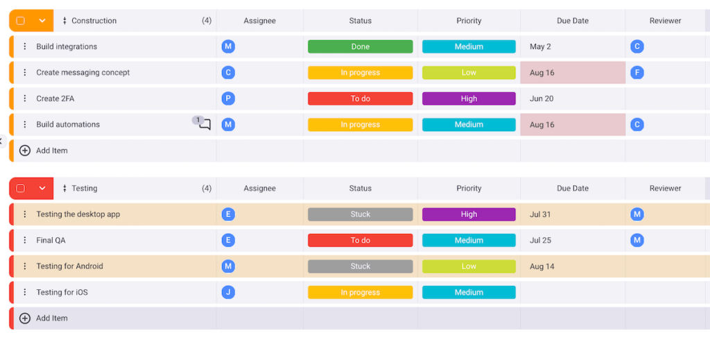 Set conditional coloring to immediately notice important tasks in Plaky