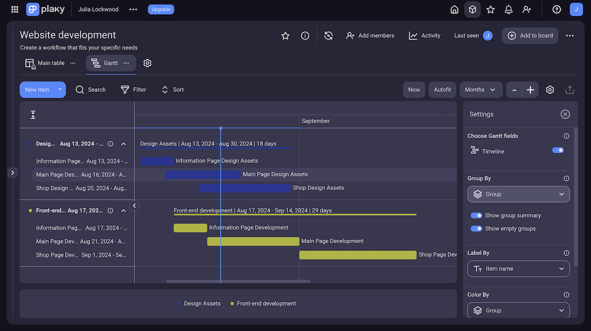 Using a Gantt chart to improve cross-functional collaboration in Plaky