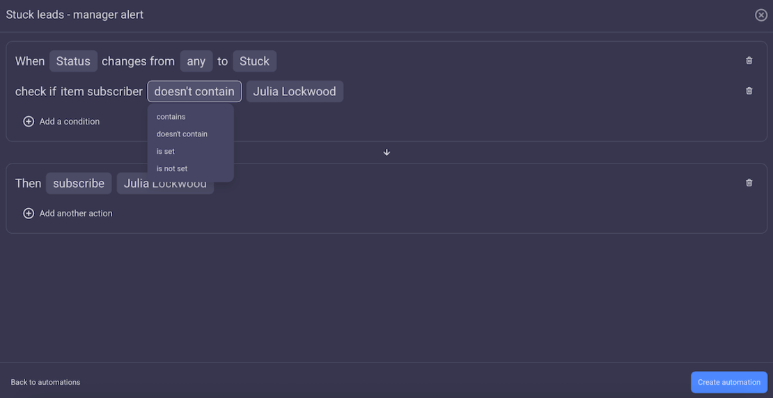 Board automations in Plaky project management software