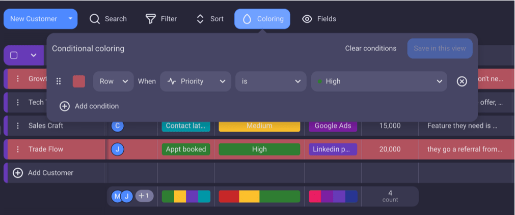 Conditional coloring in Plaky