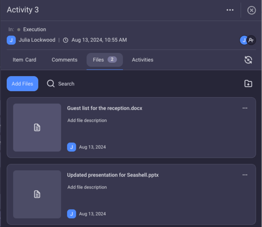 Keep all your team’s files and documents in one centralized hub in Plaky