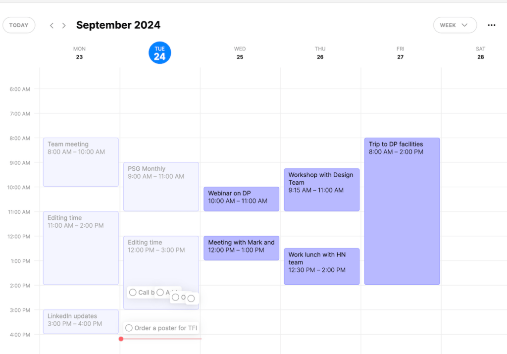 Any.do tasks shown in the form of a calendar