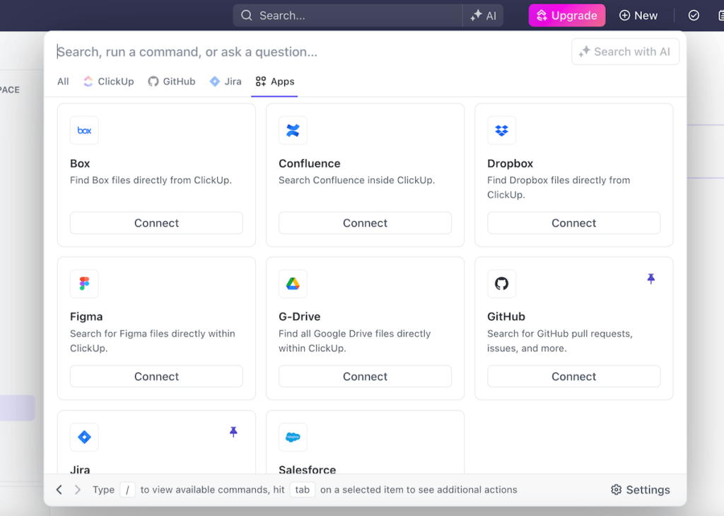 ClickUp’s cross-app search feature