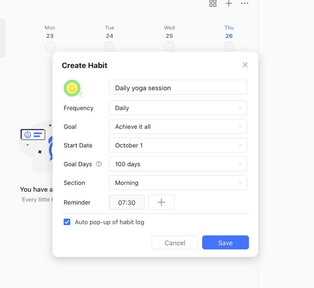 TickTick's habit tracker