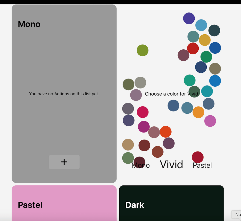 List colors avaliable in Actions daily task planner