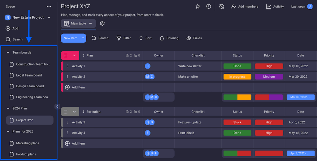 How to organize boards into folders in Plaky project management software