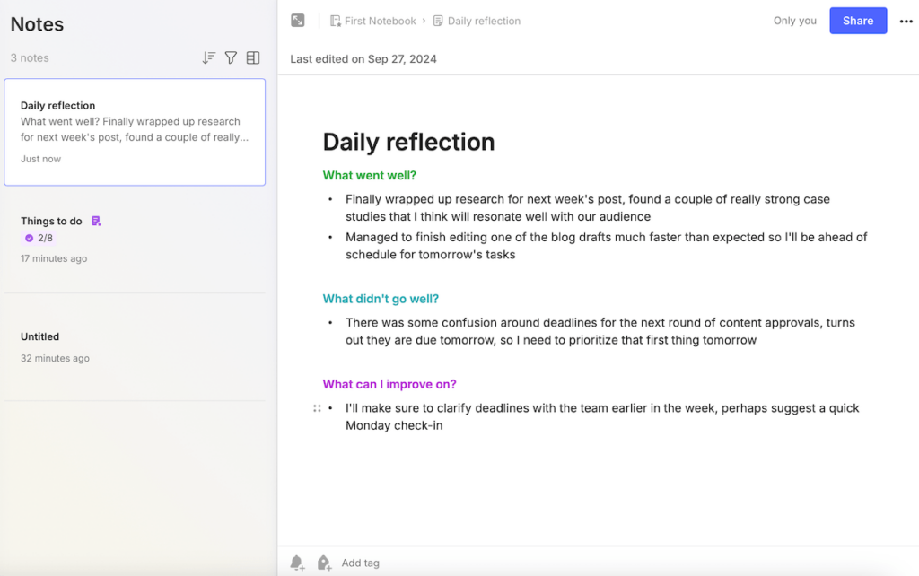 Evernote's note-taking feature