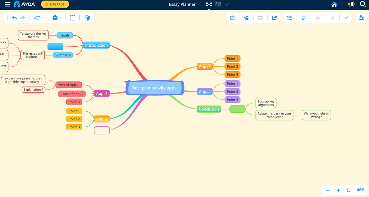 Dyslexia mode shown in Ayoa mind-mapping software