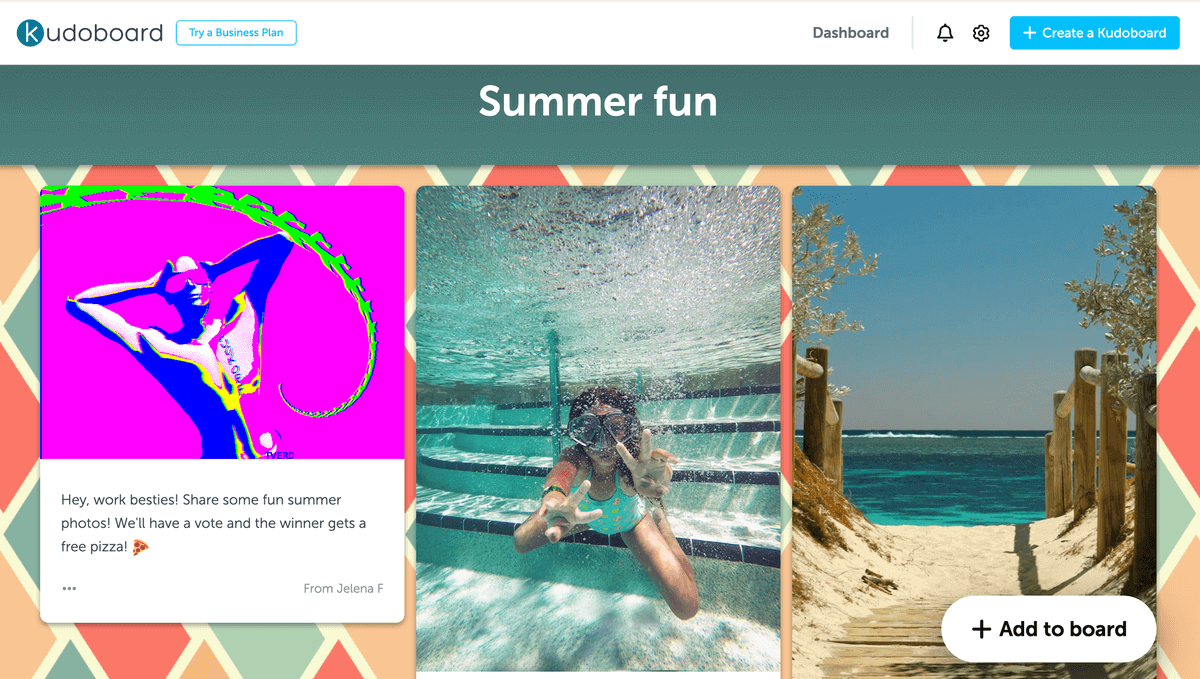 Bonding with coworkers in Kudoboard