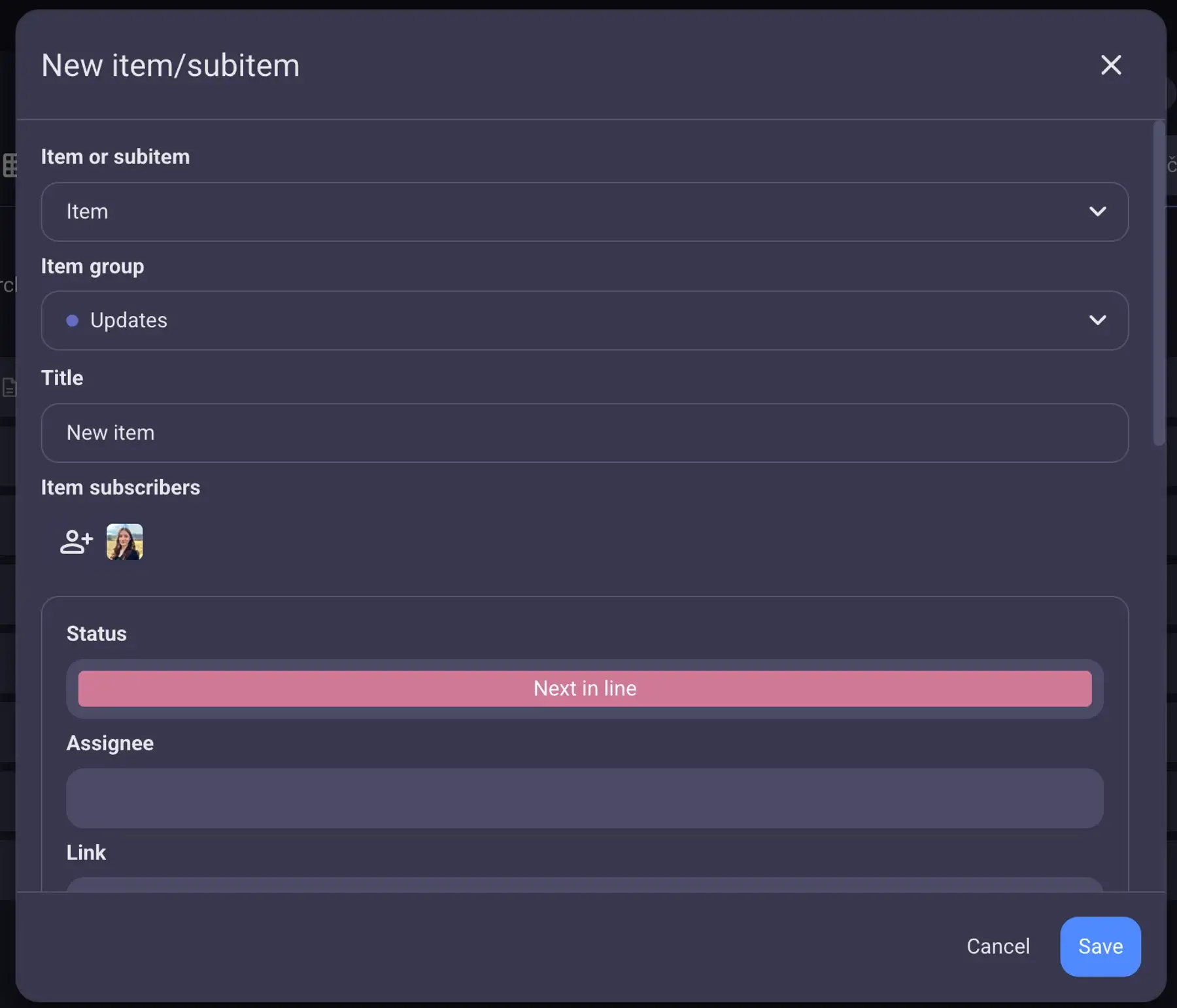 Creating a new item in Plaky