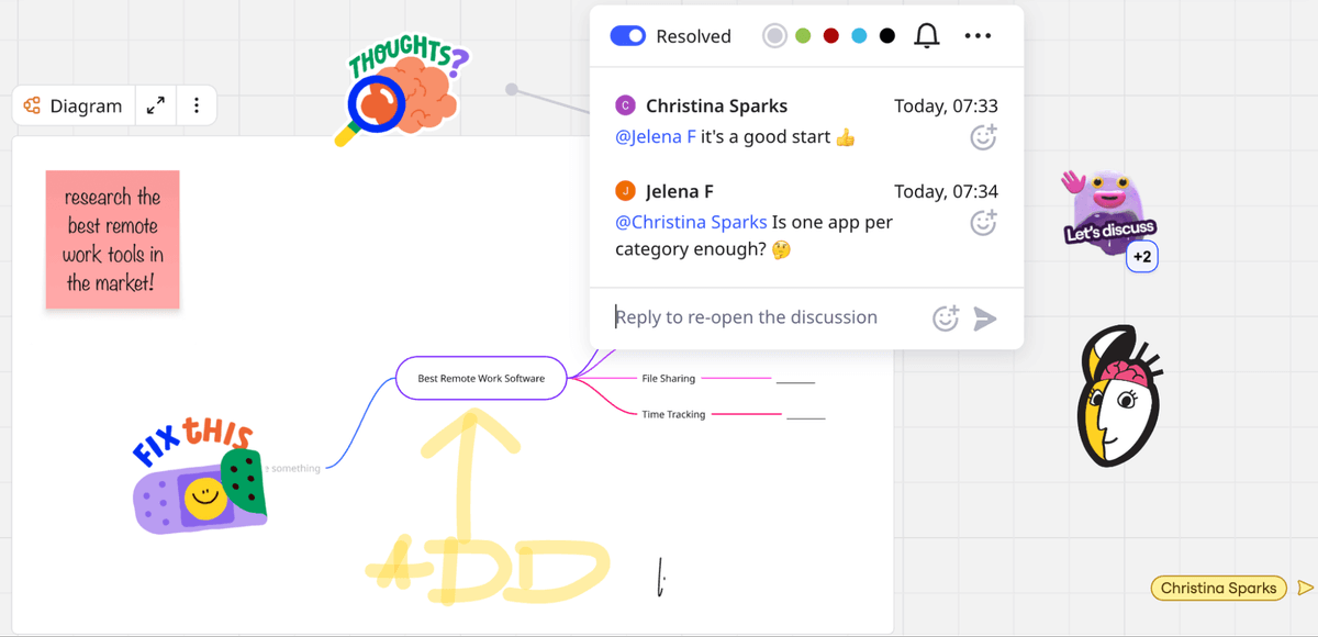 Stickers and notes in Miro