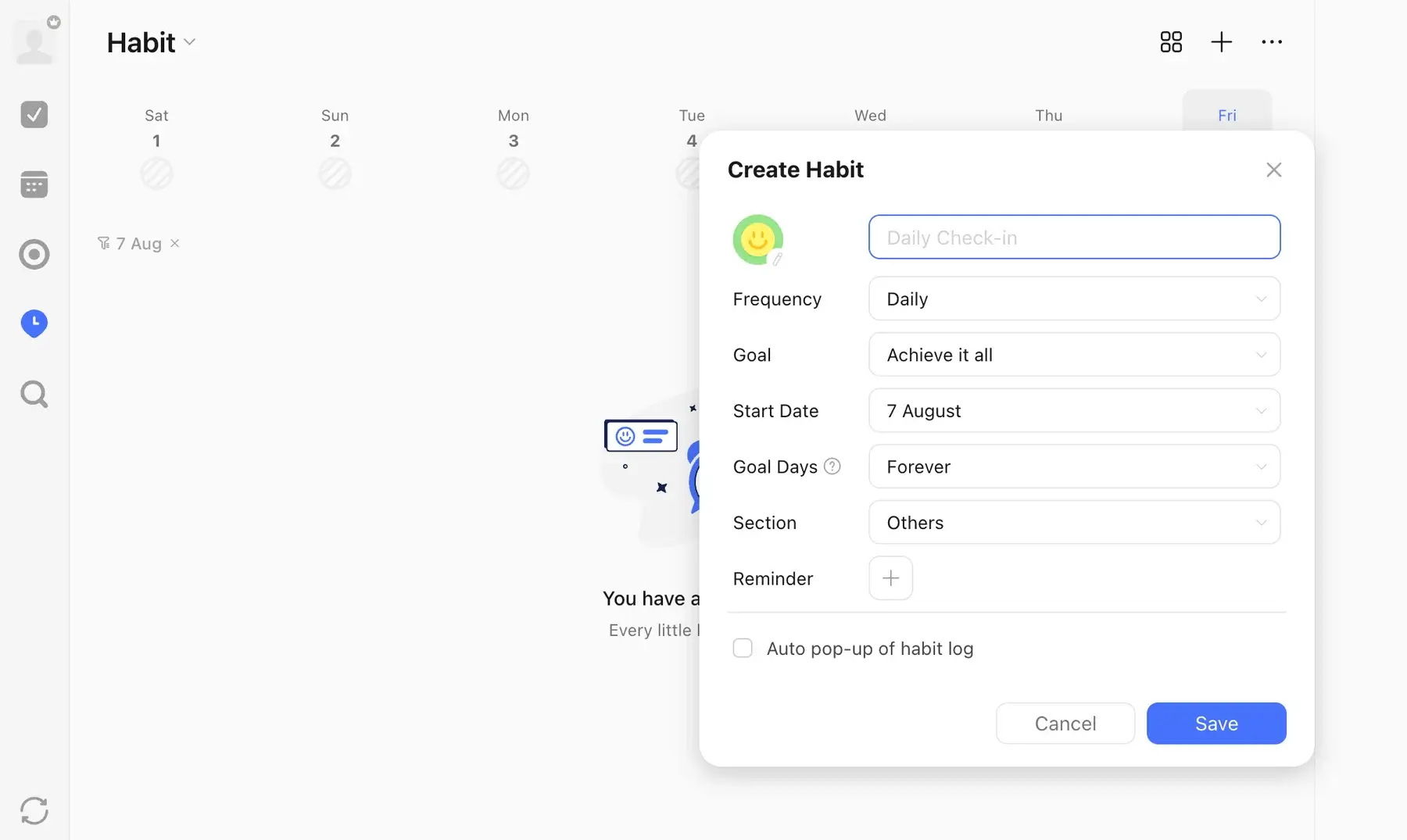 Habit tracking in TickTick