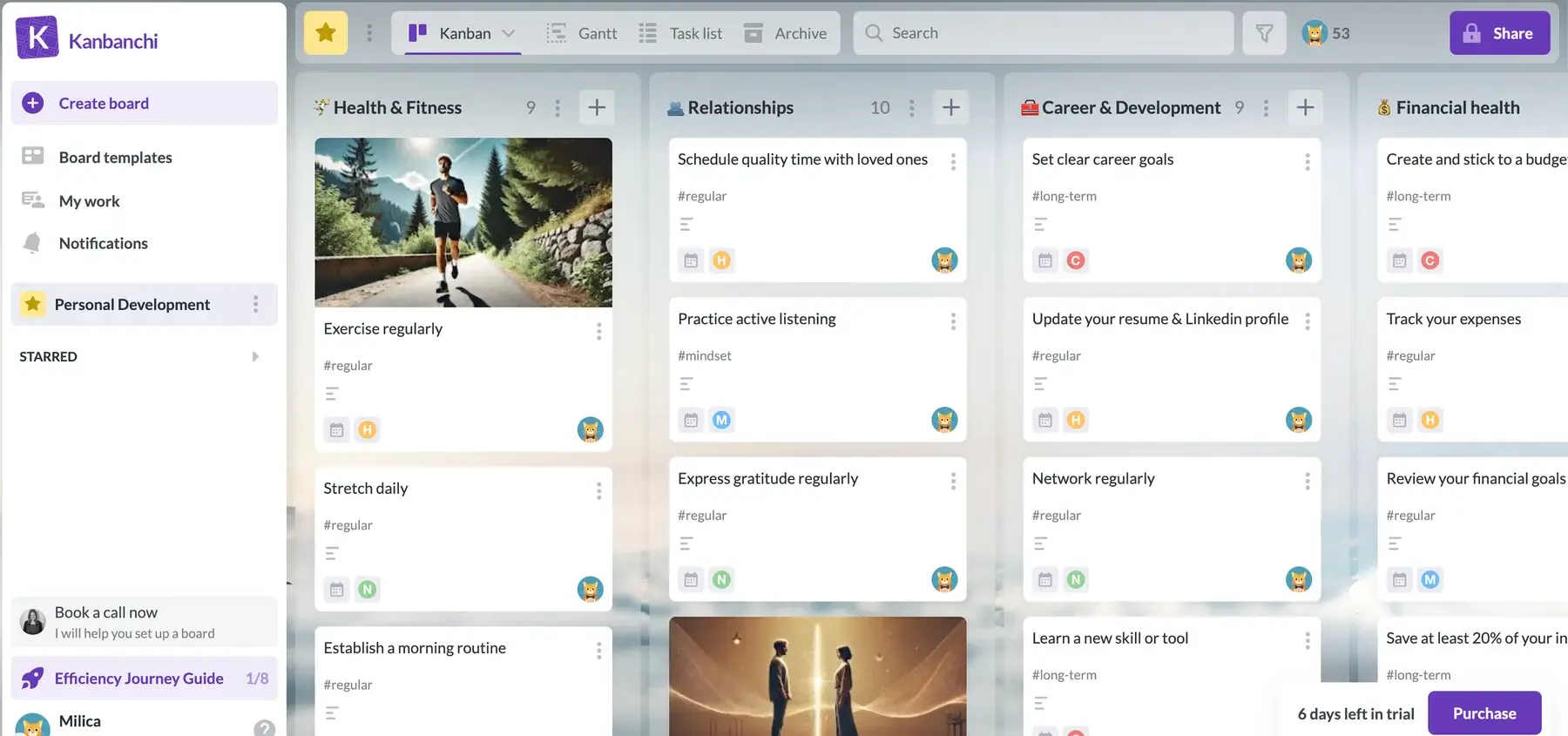 Kanban view in Kanbanchi