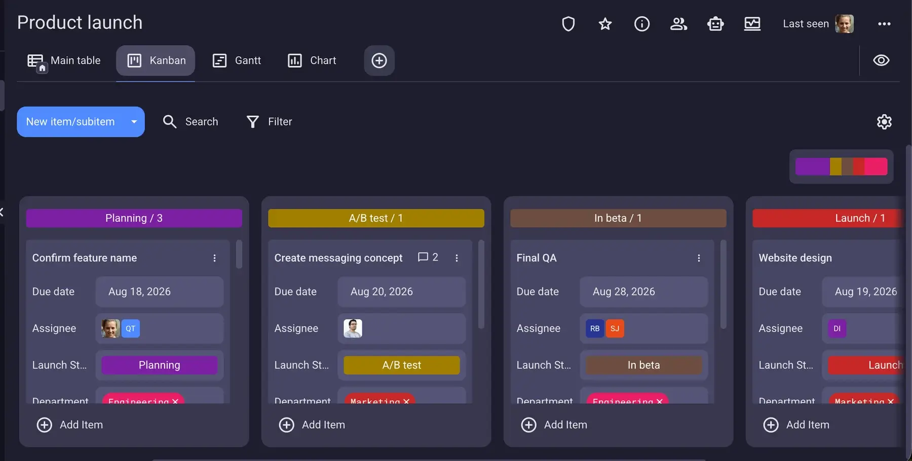 Organizing your daily tasks in Plaky’s Kanban view